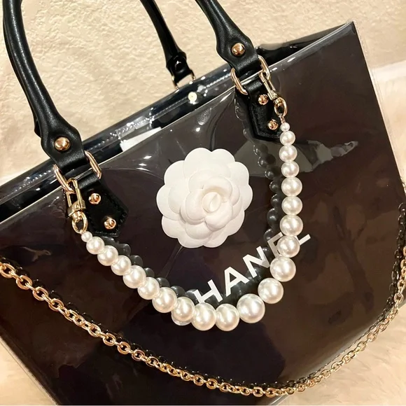 Chanel Medium Shopping Bag Tote with PVC/TPU Cover and Crossbody Chain - Picture 4 of 10